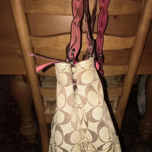 Coach Brown and Pink Signature Shoulder Bag - Picture 5 of 6